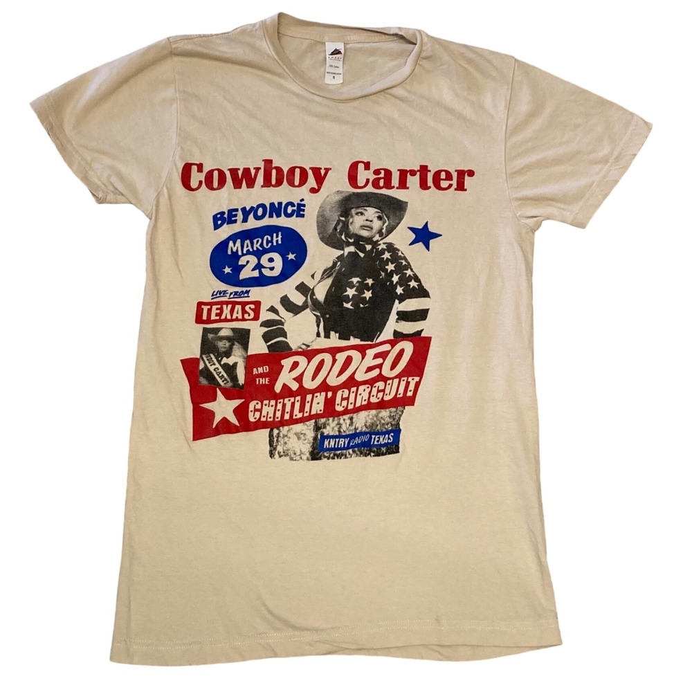 Beyonce Cowboy Carter Rodeo Chitlin Circuit Tour Graphic T-Shirt Tan Small